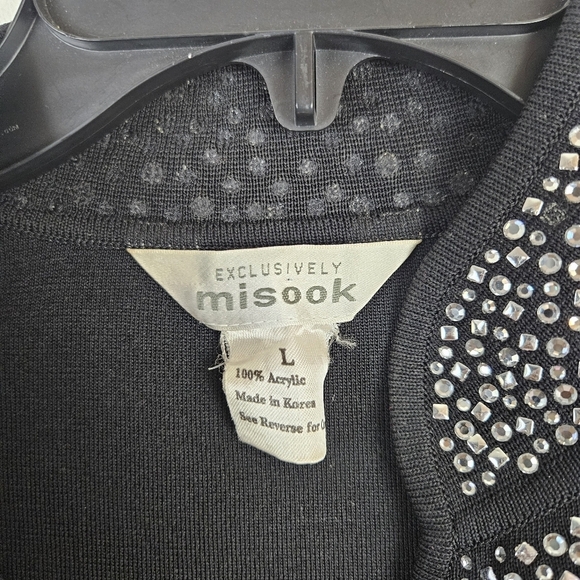 Exclusively Misook Black Embellished Longline Cardigan Size Large - Picture 5 of 7